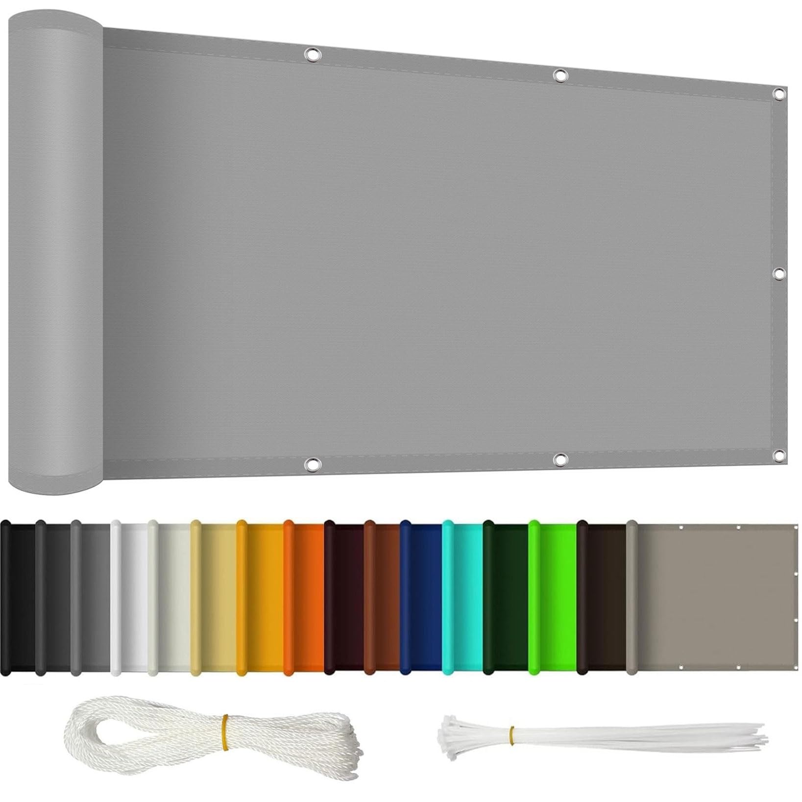 Vela Ombreggiante 50 x 600 cm Anti-Uv, Protezione Della Privacy Privacy Recinzione Copertura per Balcone con Corda, Facile da Installare per Recinzione, Ringhiera, Bianco