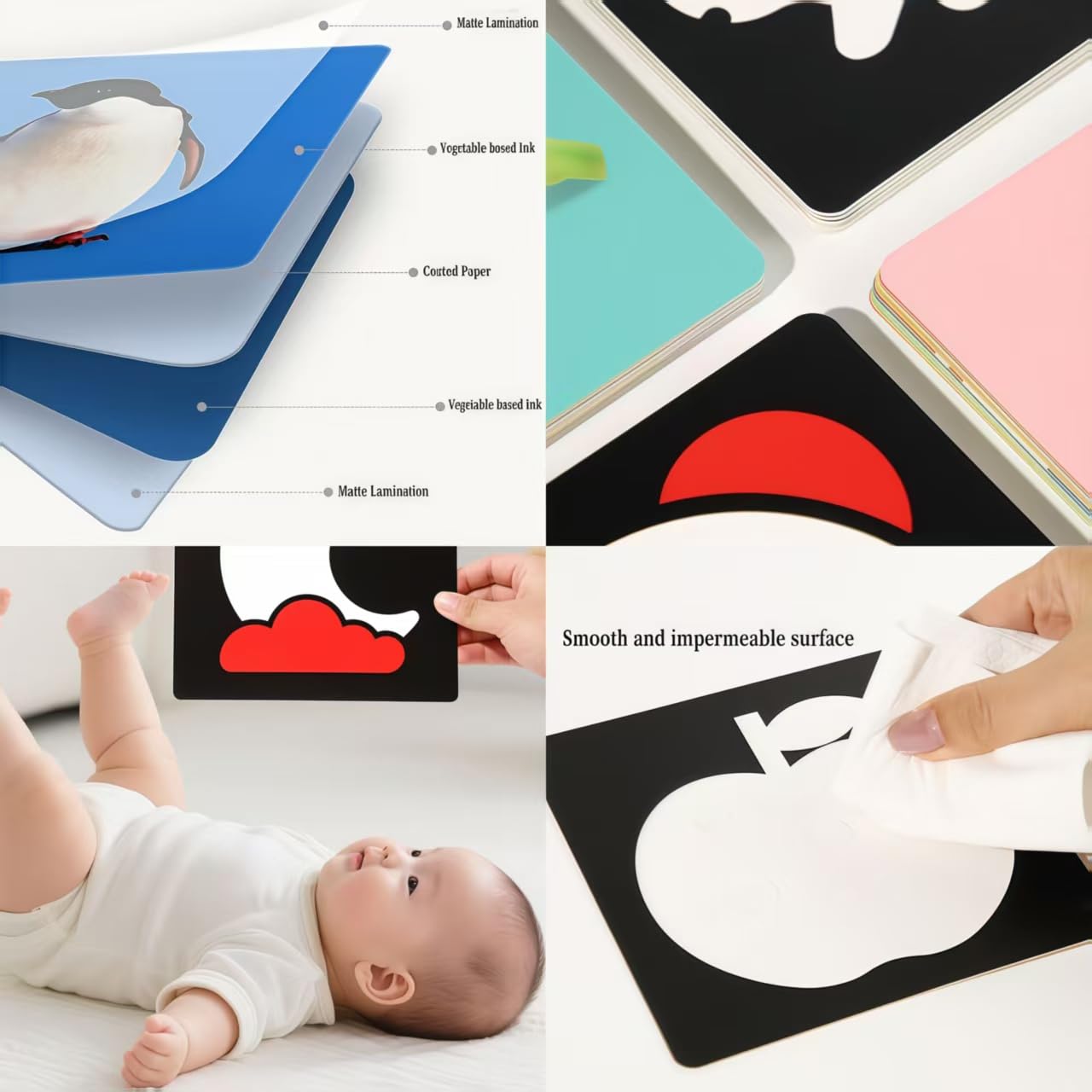 Vndnsy Toddler Baby Flashcards, Newborn Essentials Sensory Toys Cards, 80 PCS 160 Page Toddler Learning Cards, for Newborn 0-3-6-12-36 Months Baby Infant Gift - Image 4