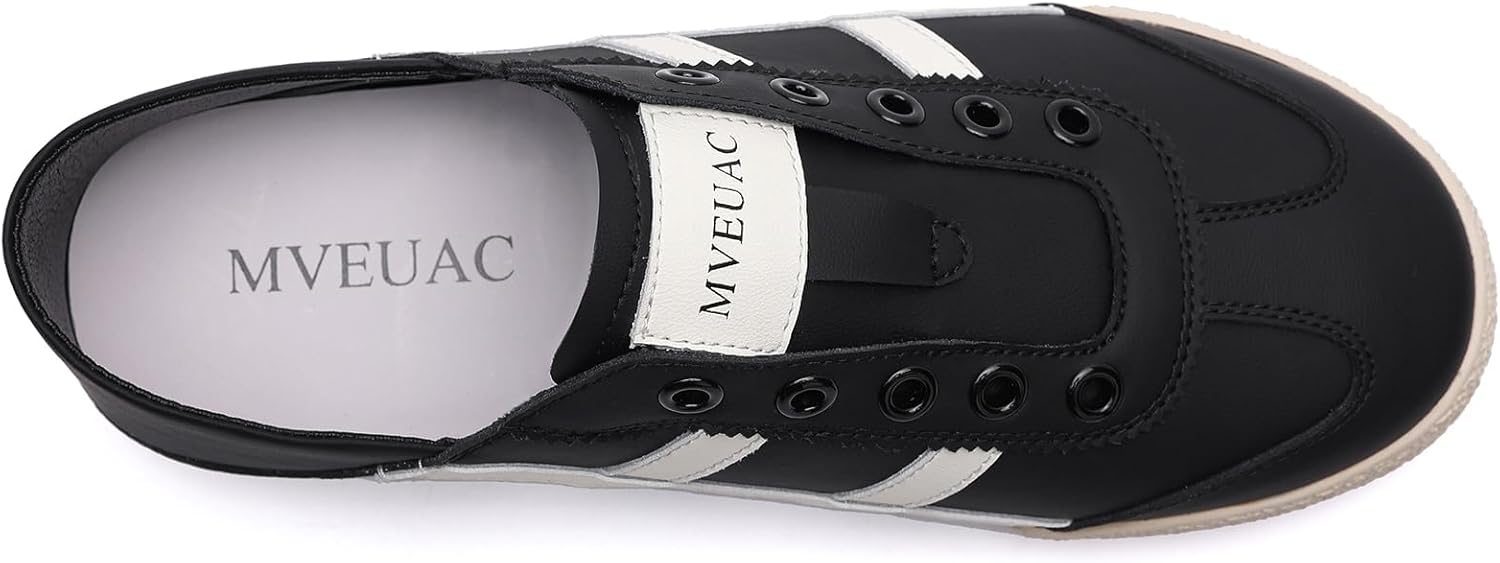 MVEUAC Women's Fashion Sneakers Cow Leather Sneakers no Laces Casual Walking Shoes for Women - Image 6