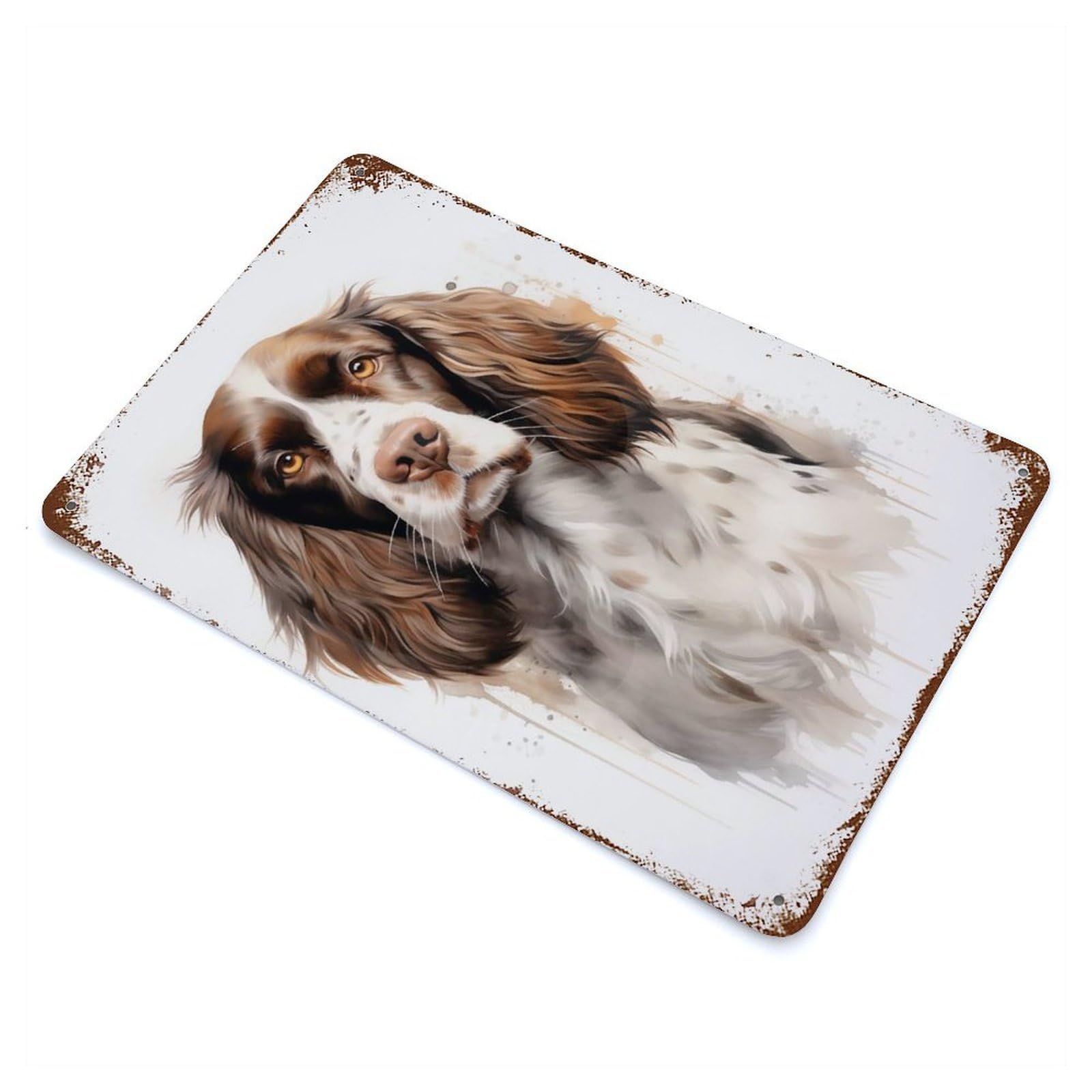 Retro Metal Sign with Springer Spaniel Portrait Design 11.8"x7.9", for Shed, Workshop And Garage Wall Decor, Industrial Home Decor