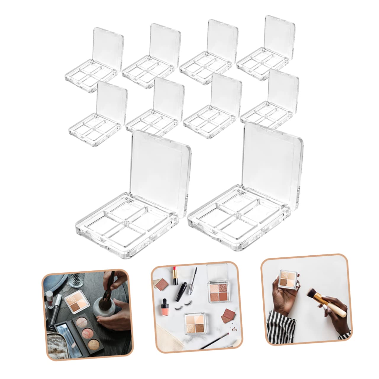 FOMIYES 10pcs Transparent Eyeshadow Boxes Compartmentalized Organizer for Eyeshadow Lipstick Blush and Highlighter Empty Cosmetic Cases for Makeup Storage