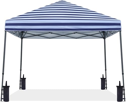 Miniatura 8 de ABCCANOPY - Toldo autodesplegable y estable para exteriores, base de 10 x 10 pies, parte superior de 8 x 8 pies, franjas azul cielo Rayas azul