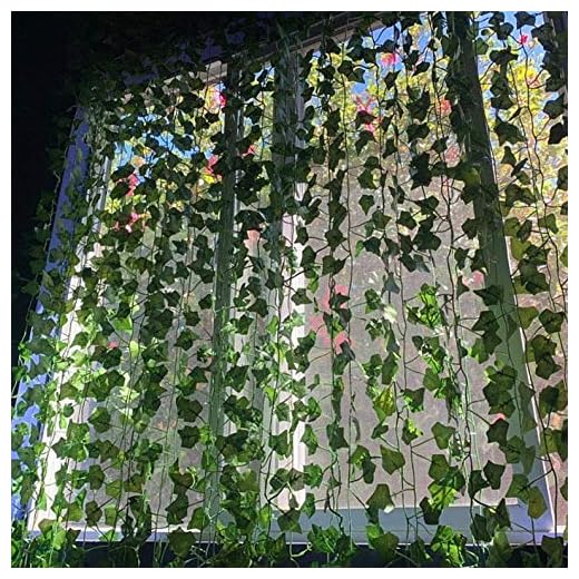 SO CAL PRO Hojas de hiedra artificiales para decoración de habitación, hojas de hiedra falsas, guirnalda de eucalipto, vides sintéticas, decoración de boda (12 hebras de hiedra)