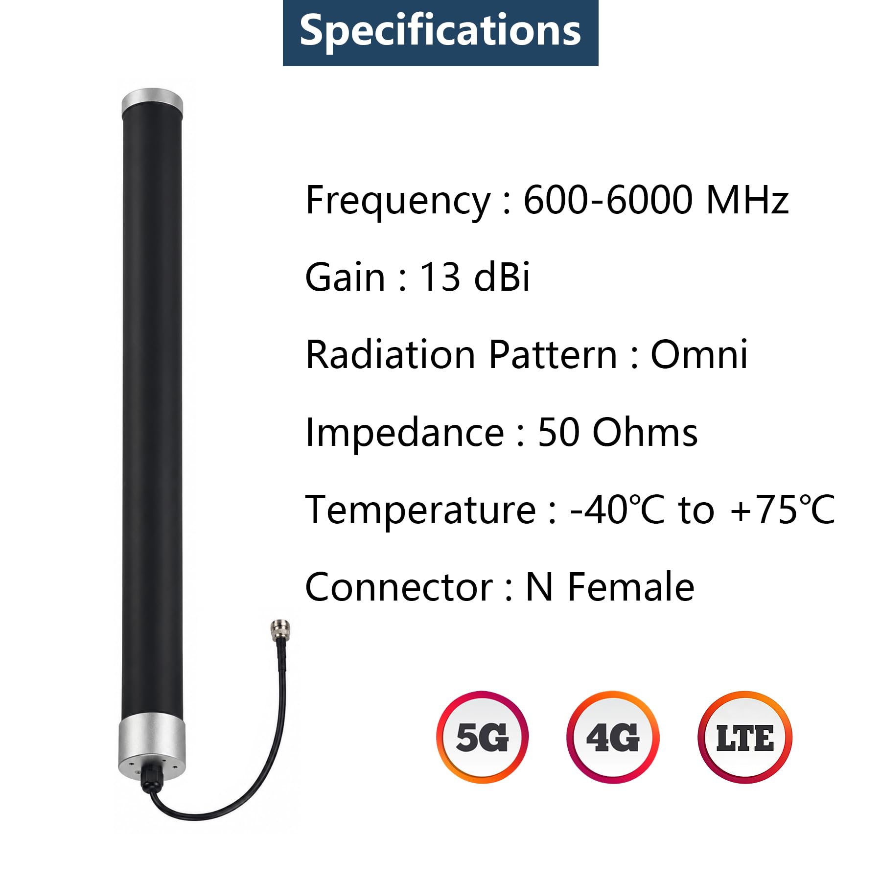 Antenne cellulaire Omni directionnelle d'extérieur 4 g 5 g LTE GSM pour amplificateur de signal de téléphone portable/modem/routeur/hotspot avec câble de 9,8 m Connecteur SMA TS9 RPSMA à gain élevé