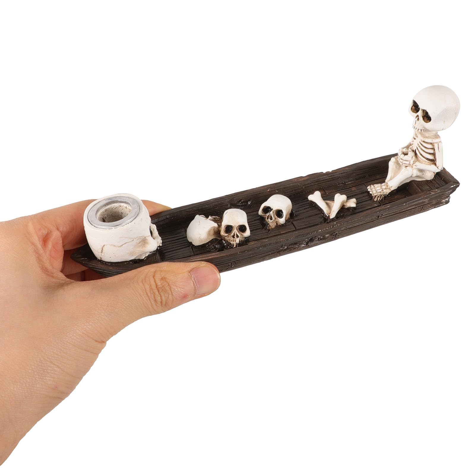 TOPPERFUN Totenkopf Räucherstäbchenhalter Gothic Deko Figur aus Kunstharz