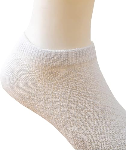 Miniatura 3 de Looching Paquete de 5 calcetines delgados de malla para bebés, niñas y niños, de algodón, color blanco, calcetines de tobillo invisibles 1-8T
