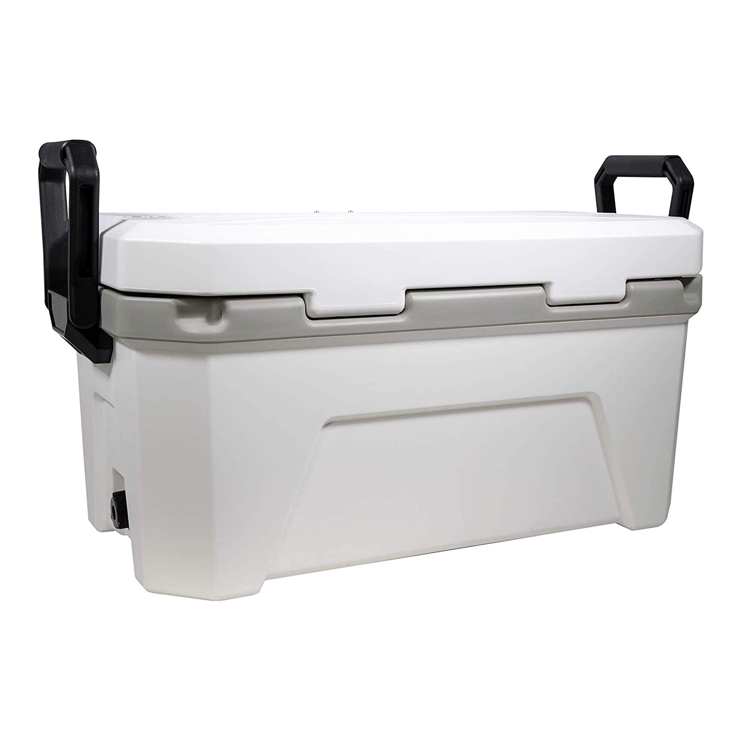 Plano Frost - Hielera rígida de 21 Cuartos de galón, Incluye Cesta Seca, pequeña, Blanca y Negra, Duradera, hielera aislada para Camping, Pesca y portón Trasero