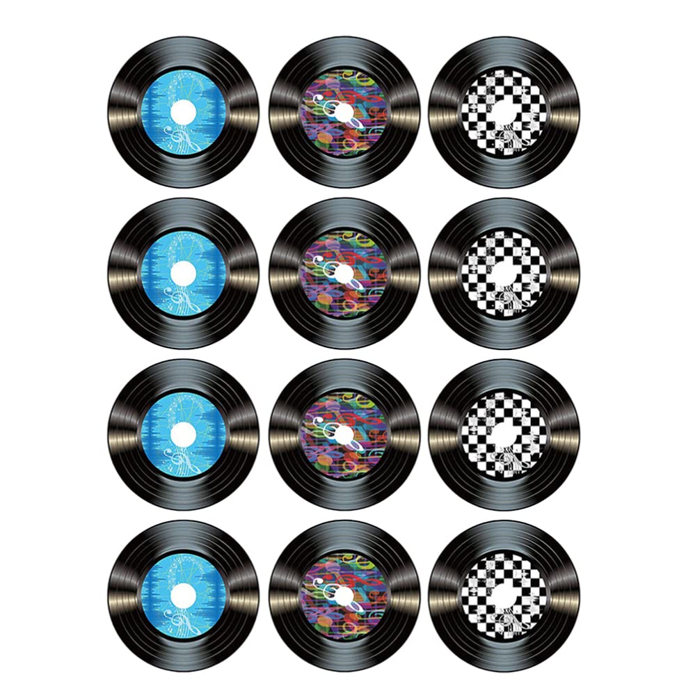 WINOMO Rock and Roll Music Party Decorations Paper Record Records for 50s Theme Party Supplies Music Party Favors Record Wall Decor