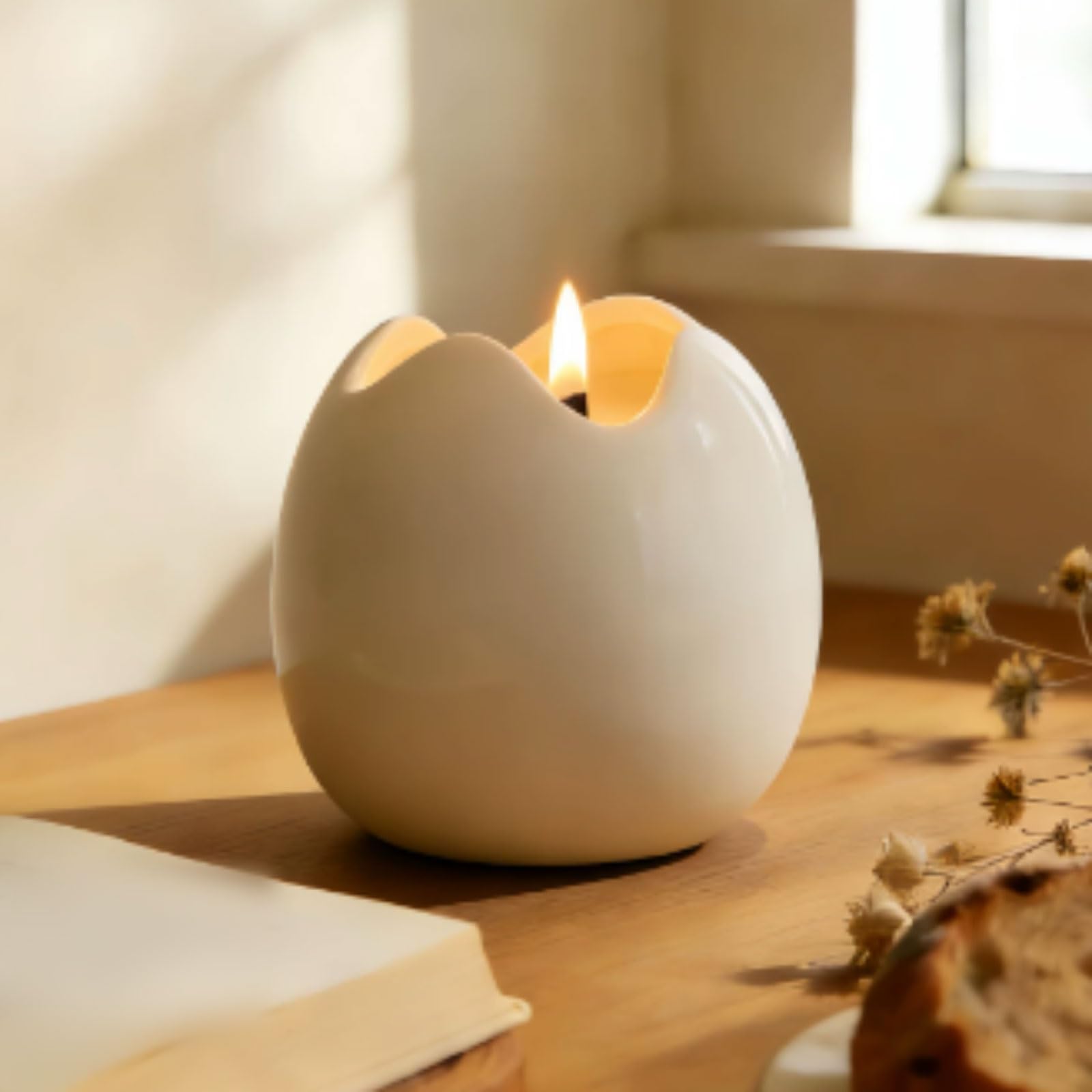 Exquisito Velas de cerámica, vela perfumada reutilizable moderna hecha con cera de soja y aceites esenciales de larga duración for dormitorio y oficina meloso(Pear Freesia)