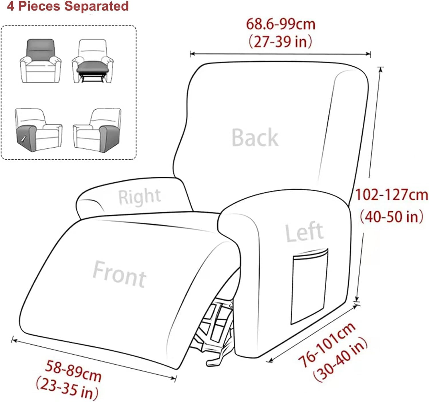 Thick Sofa Covers 2 Seater, Soft Velvet Sofa Slipcovers Protector,Stretch Couch Slipcover,8 Pieces 155-216cm (J)