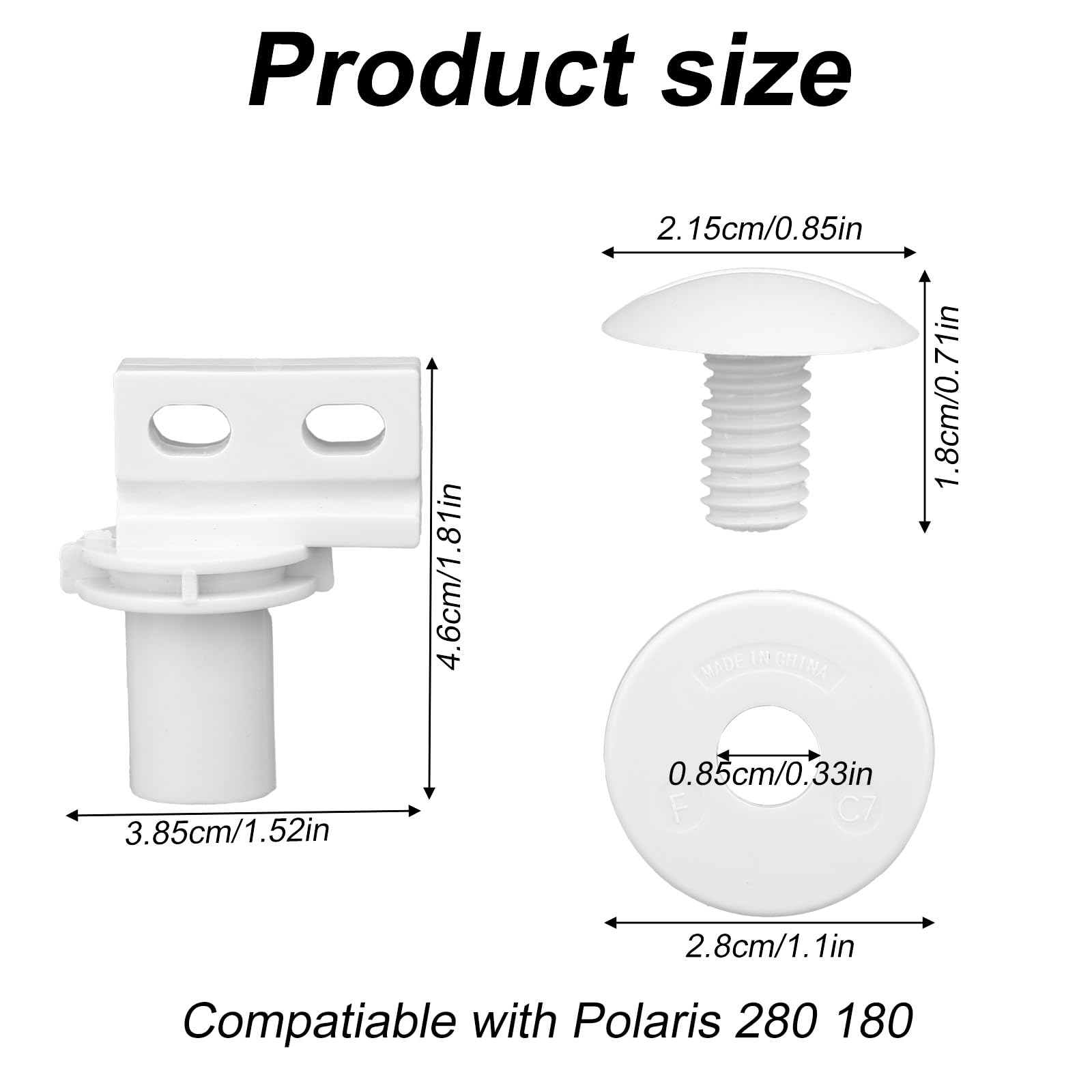 lasuroa 6uds Piezas Reconstrucción Limpiafondos, Repuestos para Limpiafondos Compatible con Polaris 280 y 180 Incluye 2 Eje Trasero C65 2 Tornillo C55 y Arandelas C64 (Blanco)