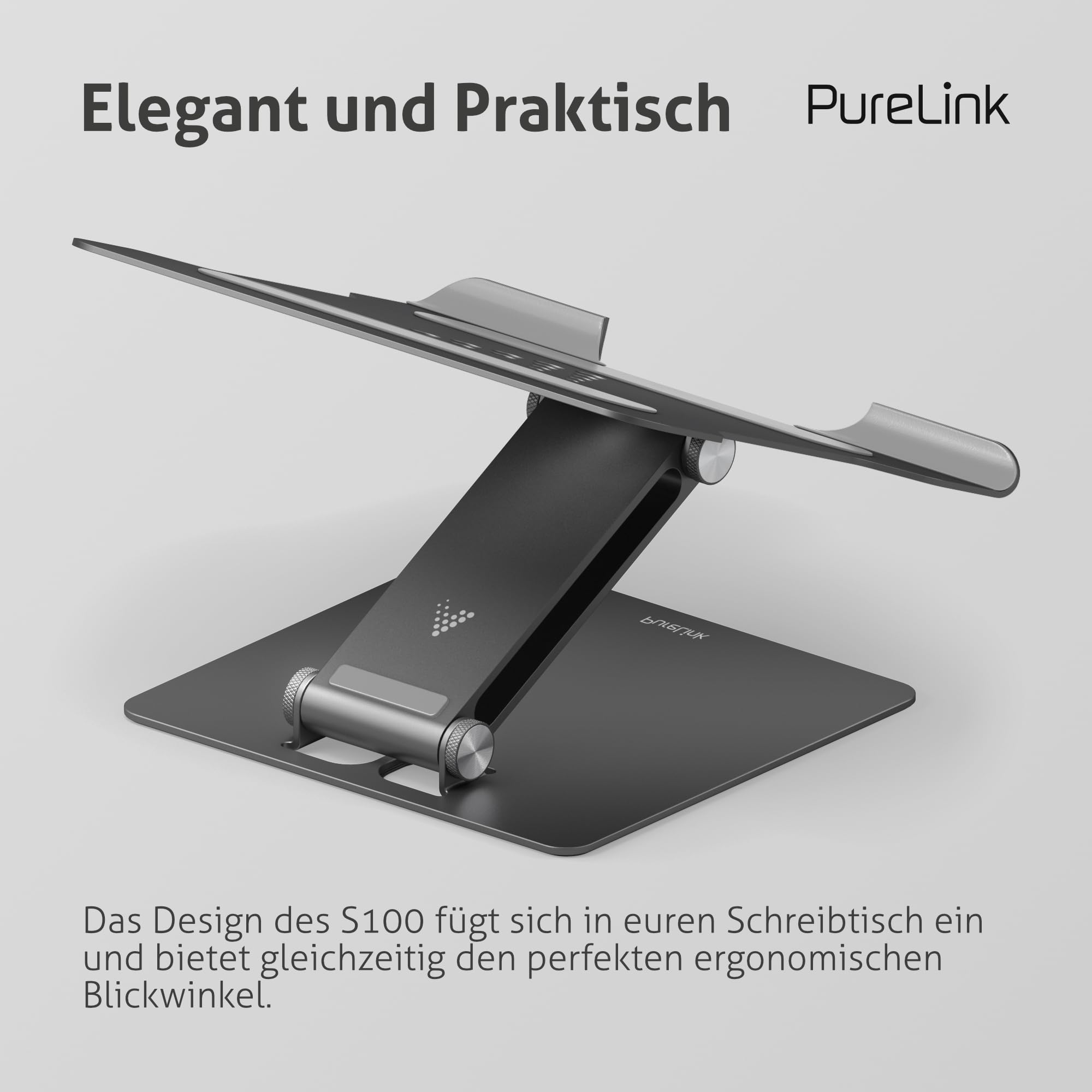 Vuelogic Laptop Ständer höhenverstellbar, Aluminium Notebookhalter | Ergonomische Laptop Erhöhung mit Anti-Rutsch-Pads, Lüftung und Kühlung für Schreibtisch & Home Office