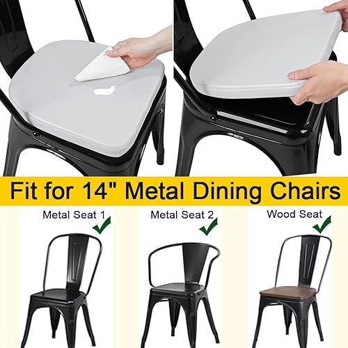 Miniatura 5 de SINOSSO Leathaire - Juego de 4 cojines modernos de piel sintética para sillas de 14 pulgadas, magnéticos, para comedor, cocina, cafetería, bistró,