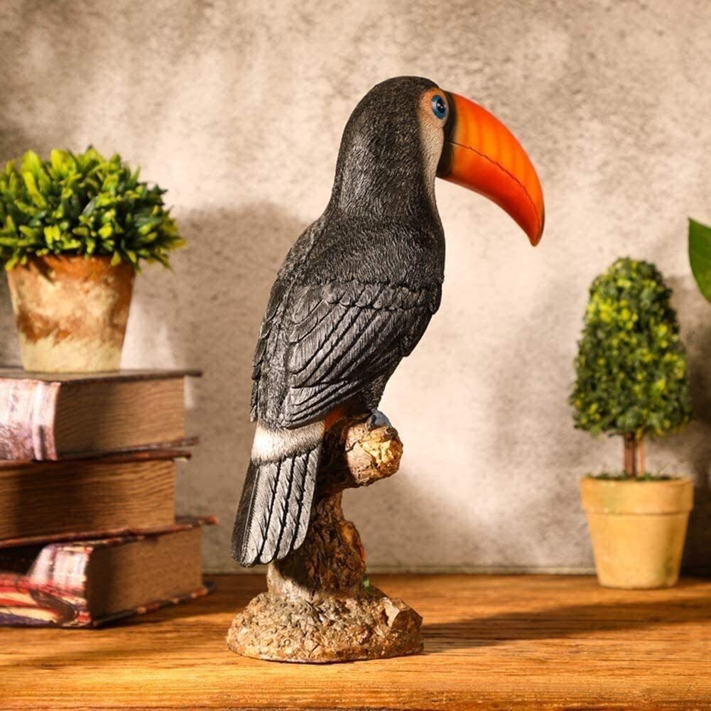 Statue da Giardino Esterno Grandi Ornamenti da Giardino Statua di Tucano all'aperto Uccello Modello Animale Simulazione Piccolo Uccello Pittura in Resina Giardino Collezione e Decorazione for la casa