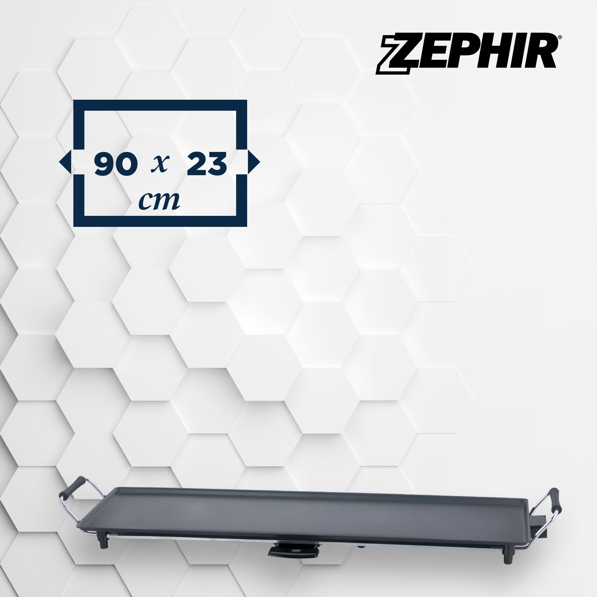 Zephir Griglia Teppanyaki Elettrica 2000W, Ampia Superficie Di Cottura, Termostato Regolabile E Amovibile, Maniglie Termoisolanti, Piedini Antiscivolo