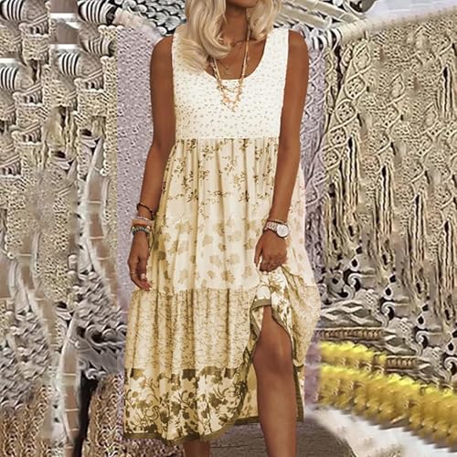 GOKKILRW Womens Casual Dresses 2025 Summer Tank Dress Travel Beachwear Boho Floral Print Loose Flowy Sleeveless Maxi Sundress2