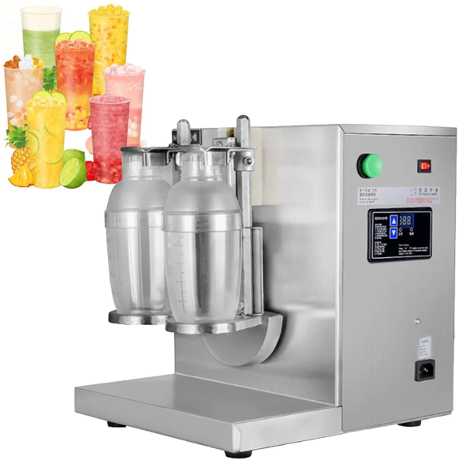 Ofyphth Electric Milk Tea Shaker, Milkshake Maker Machine, with Adjustable Speed and 0-120s Timer, Includes 2 Cups, for Bubble Tea, Juice, Coffee, Milkshake, Wine, Smoothies.