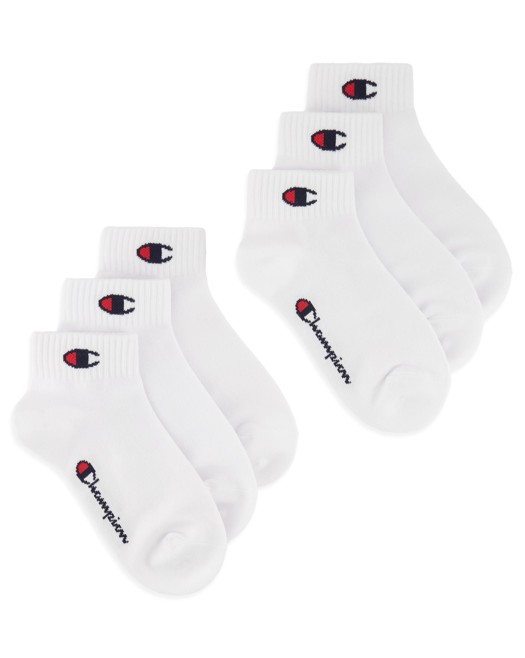 Champion Accessories Basics 6pk Quarter Socks, White, 6 UK