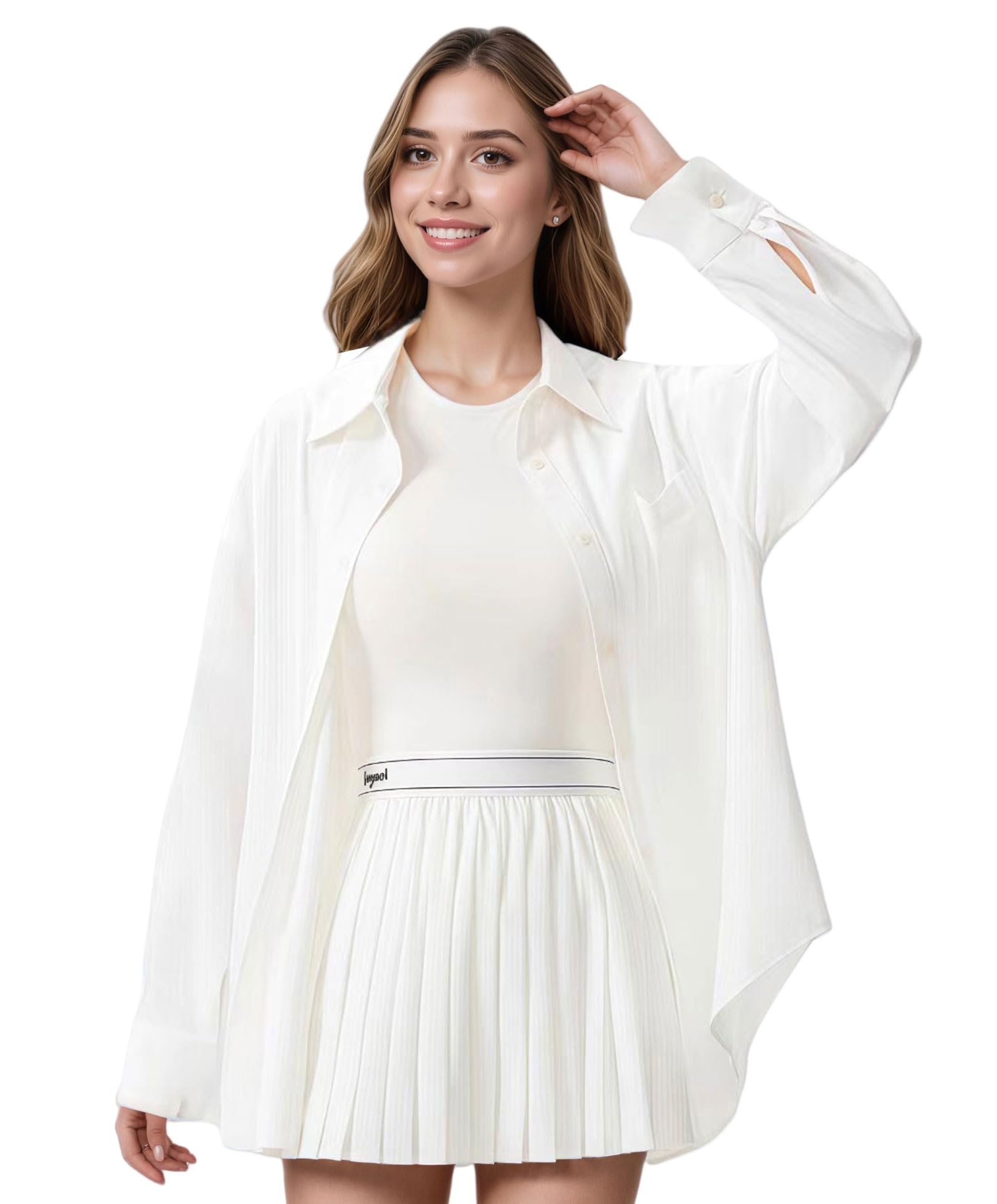 Photo 1 of ** STOCK PHOTO REFERENCE **Women's UPF 100 Sun Protection Shirts Long Sleeve UV Cooling Fishing Hiking Travel Beach Summer Button Down Safari Shirts White M