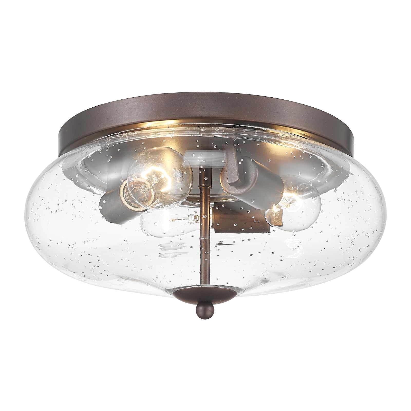 Darkaway Large Ceiling Light Fixtures 3-Ight Flush Mount Indoor Outdoor Ceiling Light with Seeded Glass Shade for Hallway Kitchen Bedroom Porch Living