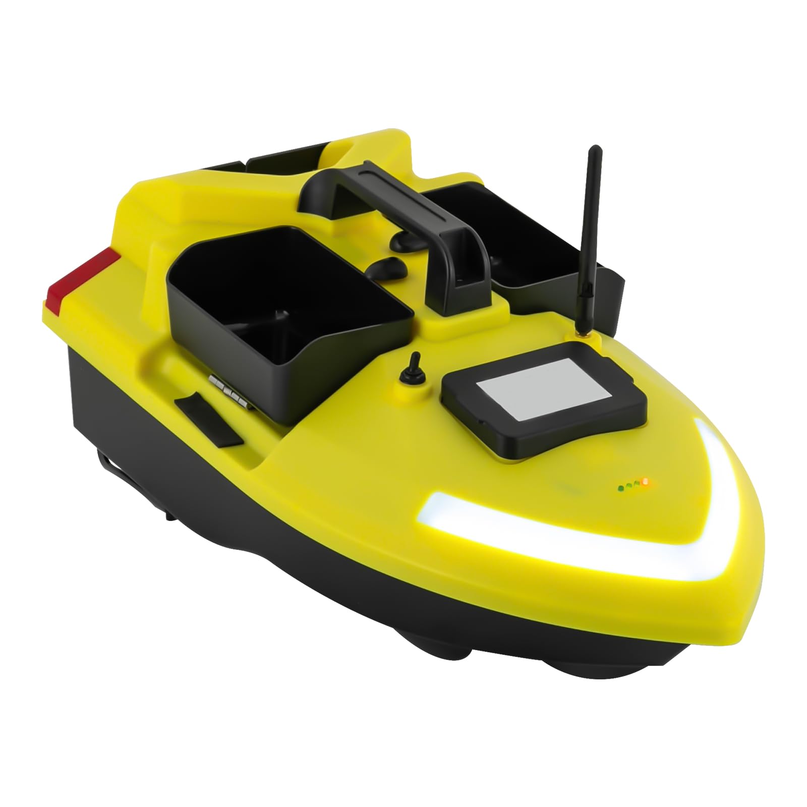 500m RC Köderboot mit GPS & 3 Köderboxen, ABS Angelköder Boot Fernbedienung Futterboot Fischköder Angeln Futterboot, Suchscheinwerfer & 12000mAh Batterie Fischköder-Boot (Gelb)