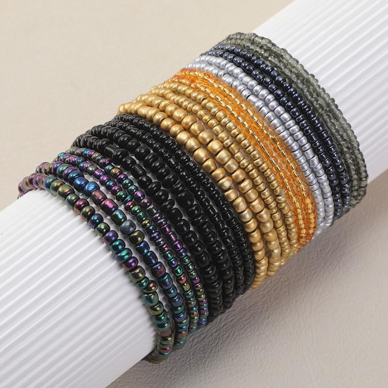 xuzhiyuan Boho Colorful Stackable Crystal Glass Beads Stretch Bracelets Multilayered Bracelets for Women Bohemian Jewelry2