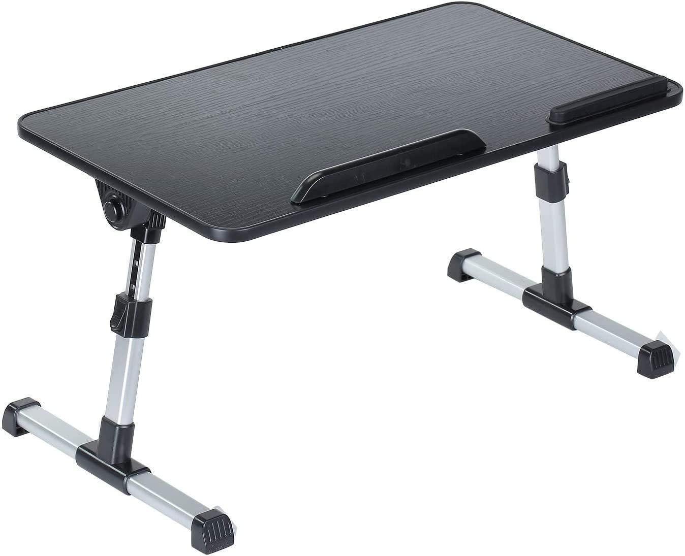 Gеt Chеар Prісе Qnex Laptop Bed Tray Table - Height Adjustable Computer Stand for Bedroom, Living Room - Portable Remote & Home Working Accessories - Fits 13.3-17-Inch Tablets & Notebooks - Black, 20.8x11.8x12.5