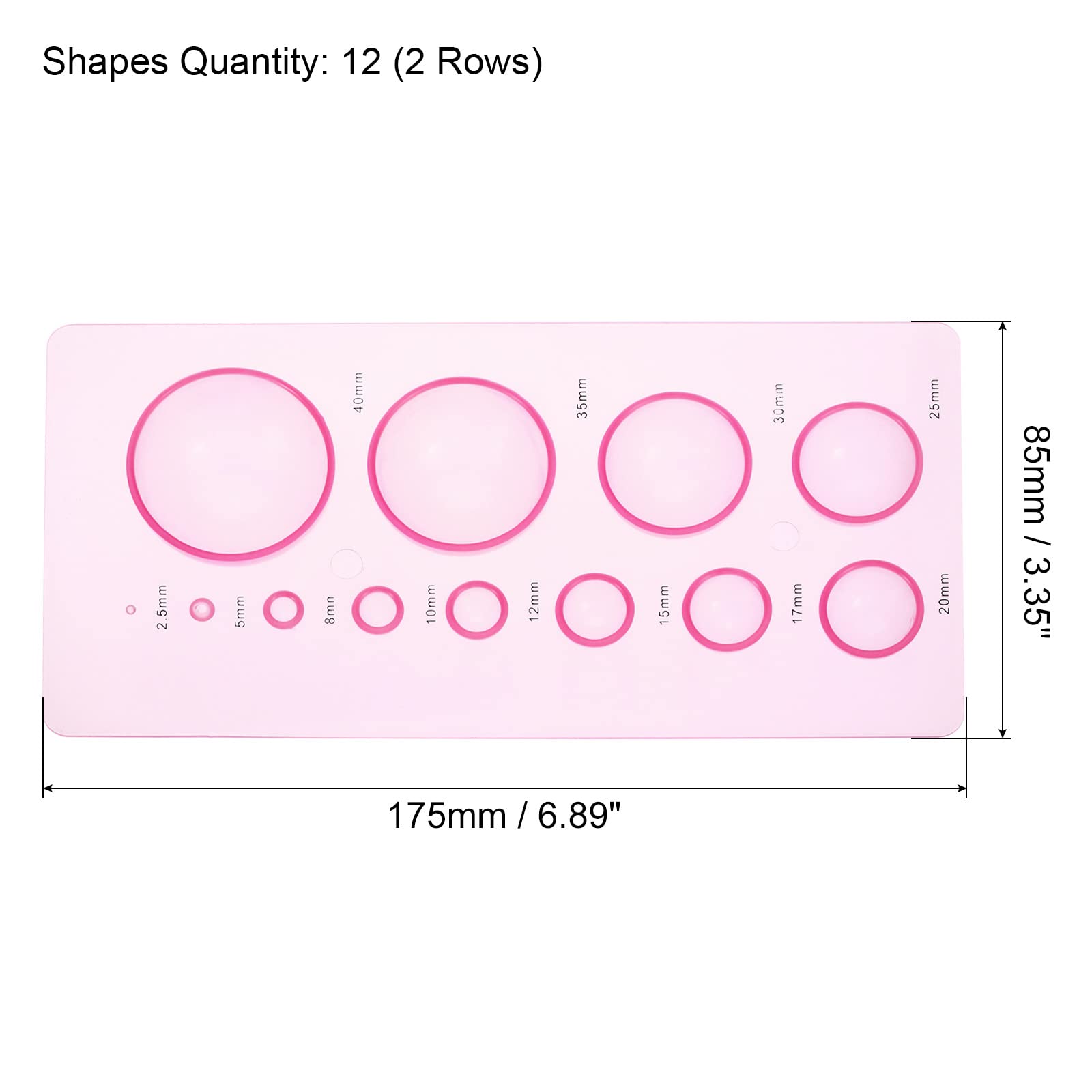PATIKIL Quilling Mold 7x3 Inch, Half Ball Domes 2-Row Mold Crimper Tool for 3D Flower Pot Crafts, Pink, 175x85mm - Image 2