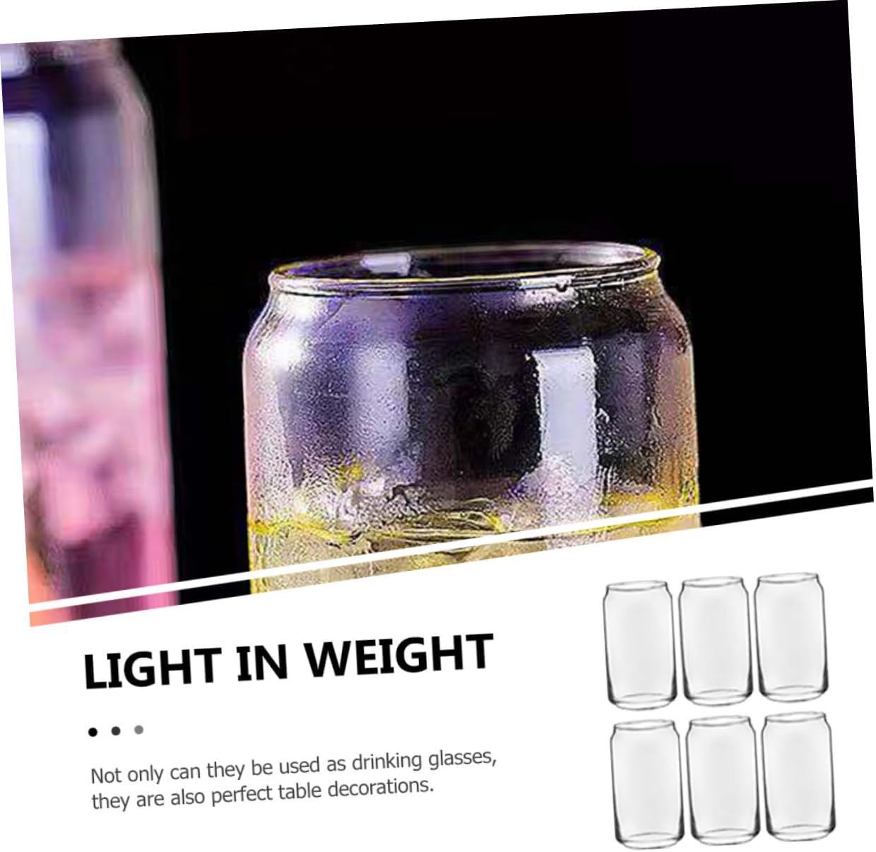 Zerodeko 6pcs Ring-pull Can Shaped Glass Cup Creative Cold Drink and Juice Beverage Glasses Heat-resistant Unique Design for Parties and Home Use