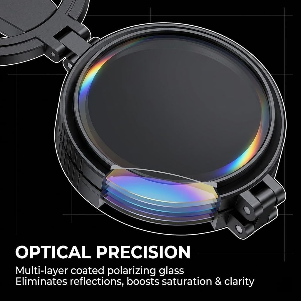 Magnetic Anti-Glare Phone Filter, 52mm CPL Polarizing Lens Attachment with Rubidium Magnets Reduces Reflections Enhances Colors for Outdoor Photography