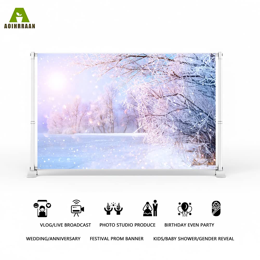 Aoihrraan 3x2m Winter Forest Background Snowfield Snow Covered Spruce
