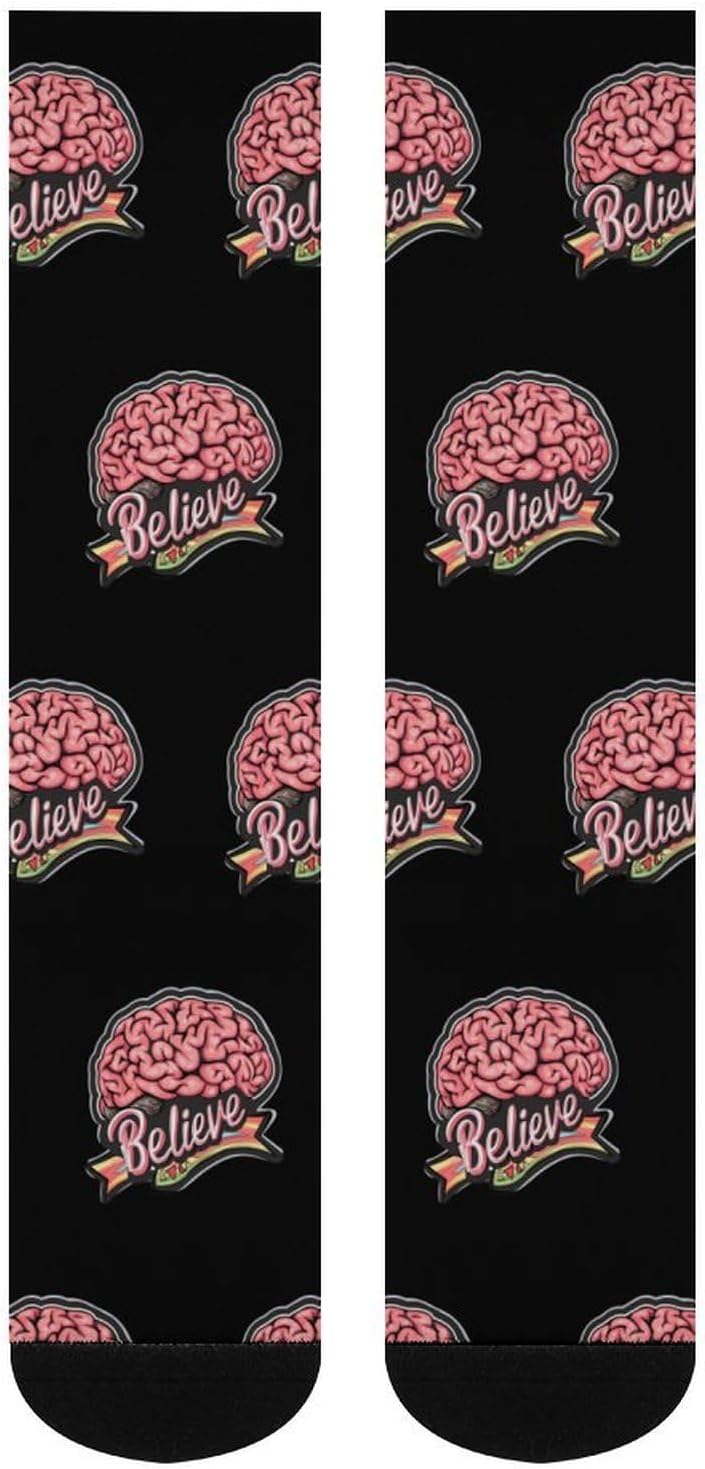 Believe-Brain-Cancer Knee High Socks Athletic Long Stockings Sport Casual Crew Tube Sock Boot 46cm