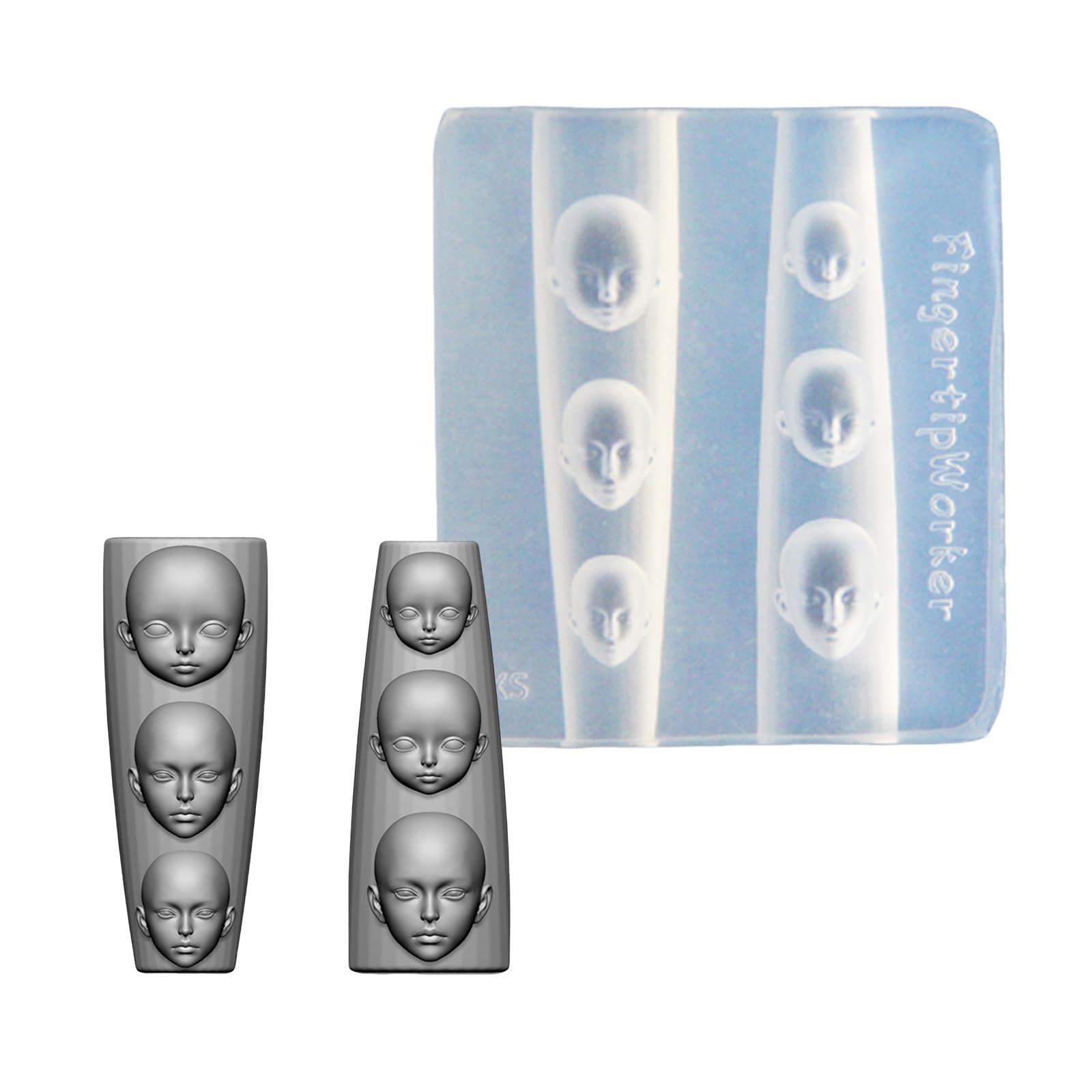 Wlnext Women's As Show Nails Art Silicone Stamp Mold For Party And Salon Dolls Face Shaped Manicure Mould Embossed Nails Stencils For