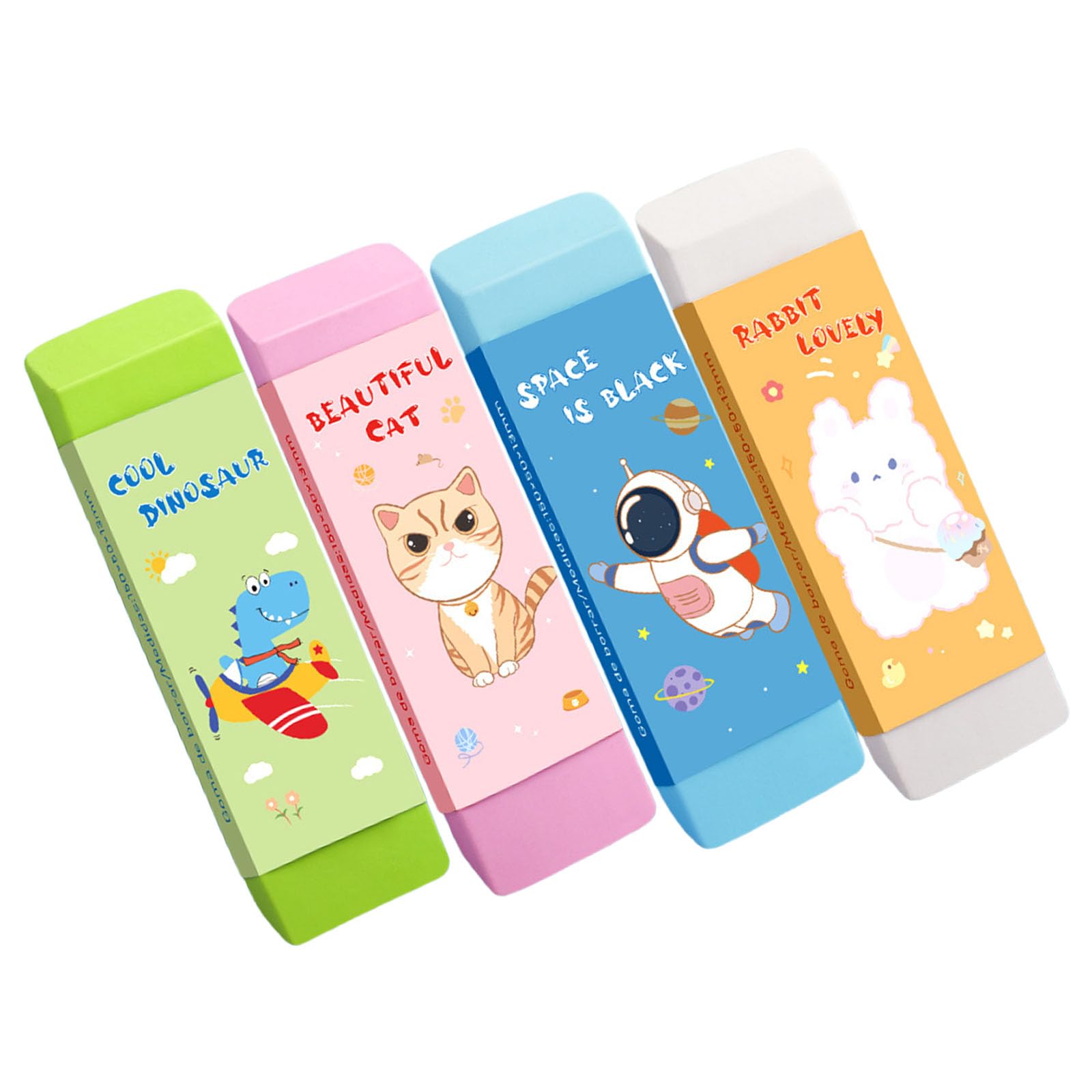 Set di 4 gomme per cancellare in classe, in gomma morbida, design minimo danni alla carta, grandi gomme da cancellare, cancelleria creativa, grande gomma da cancellare