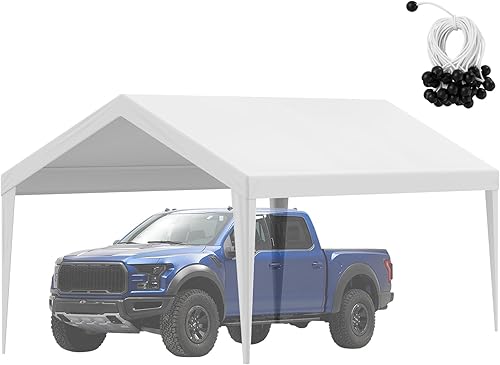 Vista 196 de VEVOR - Cobertizo portátil de almacenamiento exterior de 6 x 8 x 7 pies, refugio resistente e impermeable con puerta enrollable con cremallera y Gris