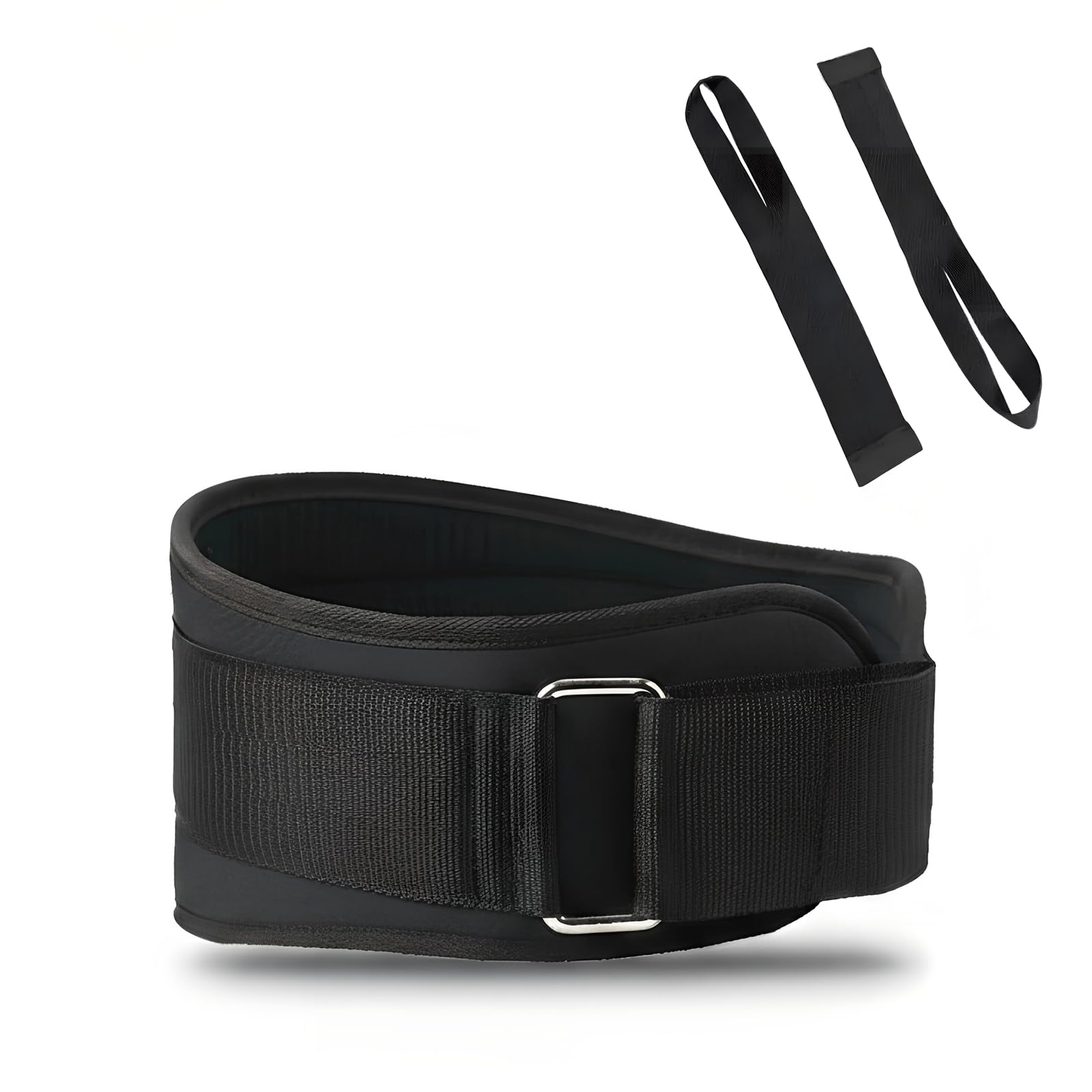 Weight Lifting Belt with Lifting Straps, 4-Inch (10cm) Back Support for Gym, EVA Breathable Lumbar Brace for Deadlift, Squat & Powerlifting, Unisex - L (Waist 90-104 cm), Black (Belt + Wrist Wraps)