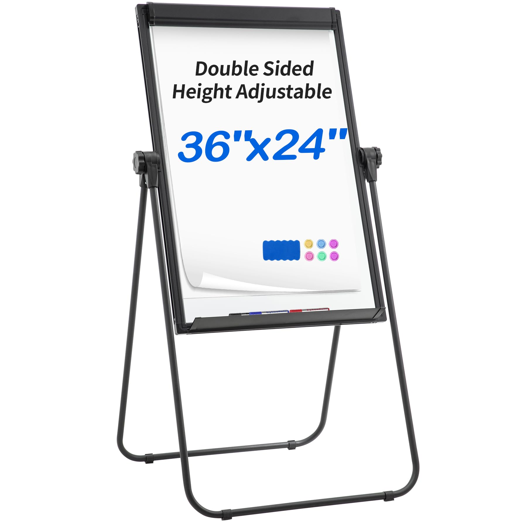 U-Stand Whiteboard Easel-36x24 inches Double Sided Magnetic Dry Erase Board Easel, Height Adjustable & 360 Degree Rotating White Board, Black