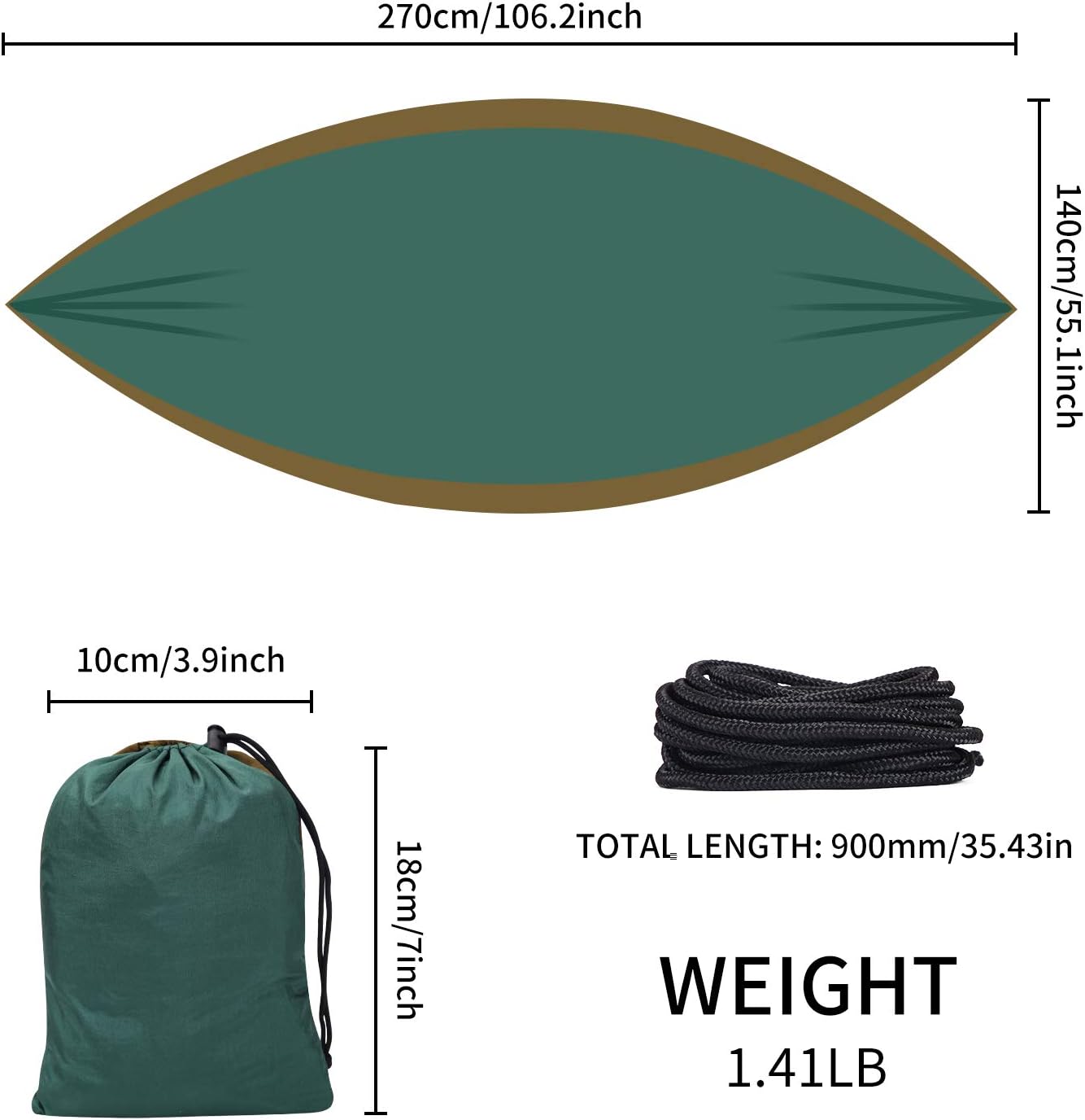 Hammock Portable Double Hammocks，for Hiking、Camping、Backpacking、Travel、Yard、Beach