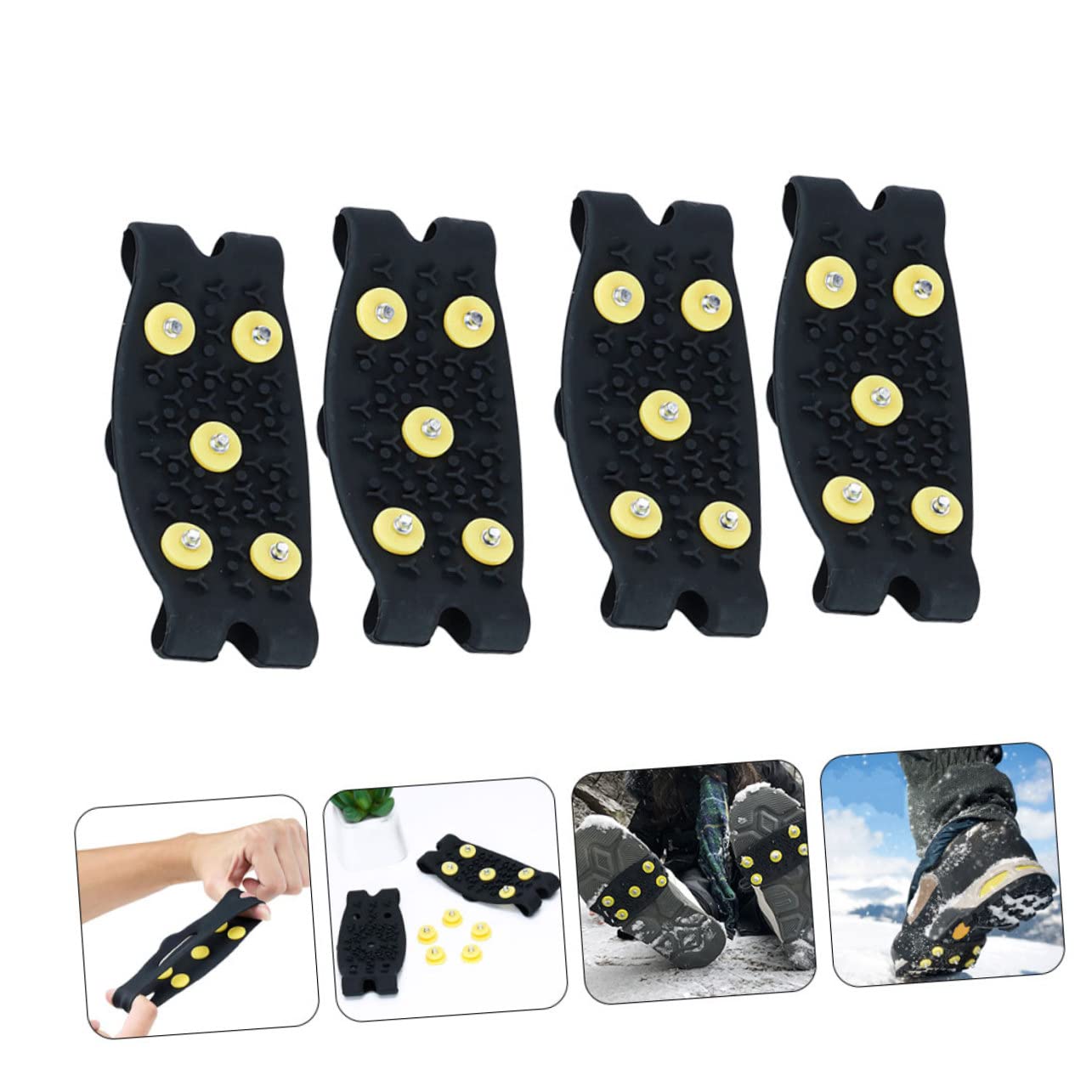 JEWEDECO 2pairs Ice Cleats for Boys and Girls TPE - Grippers for Sports Snow Traction for Boots Lightweight Easy to Use Footwear Accessories