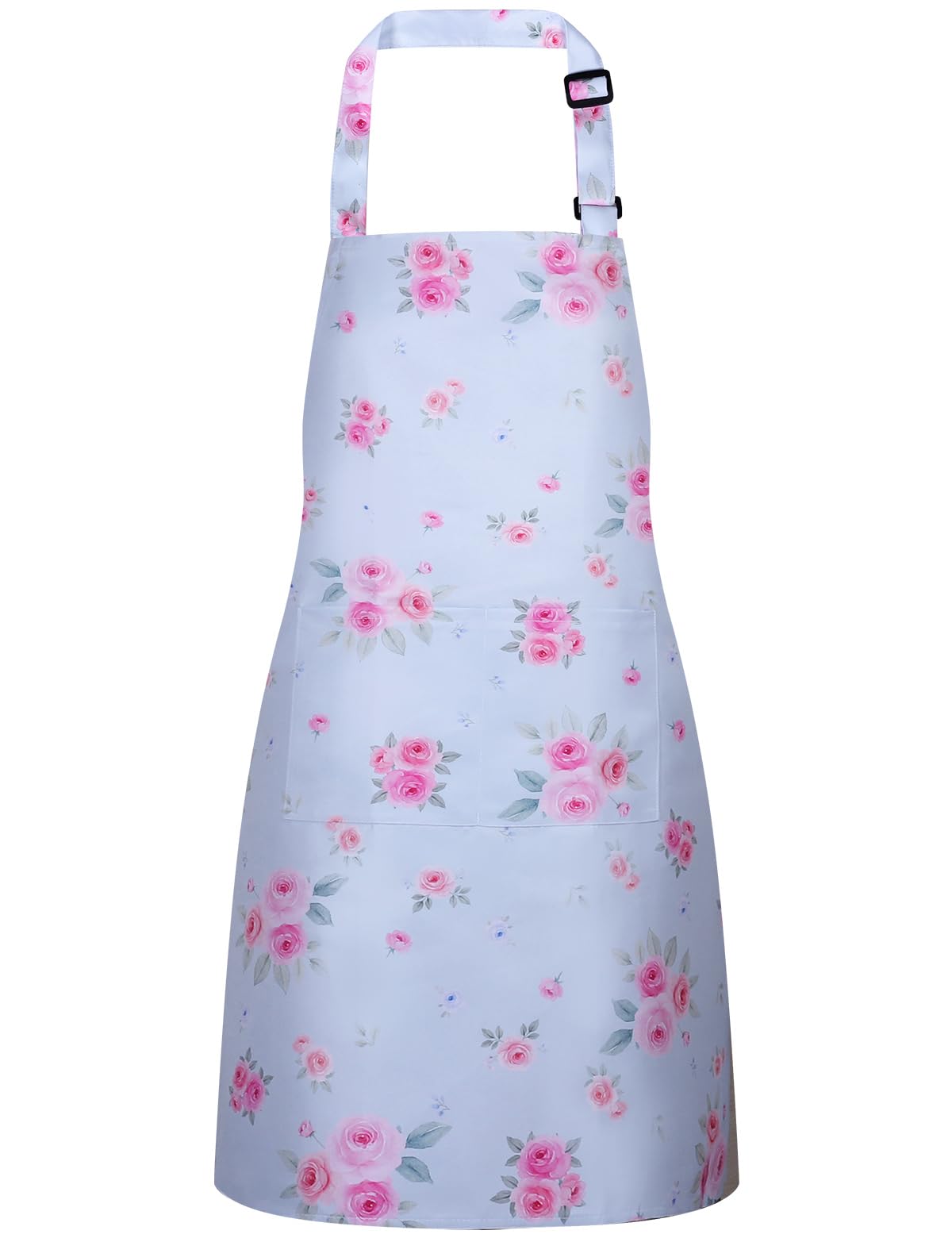 DASHUAIGE Floral Aprons for Women, Adjustable Apron with 2 Pockets, Vintage Flowers Aprons for Cooking Home Kitchen Restaurant (Blue)