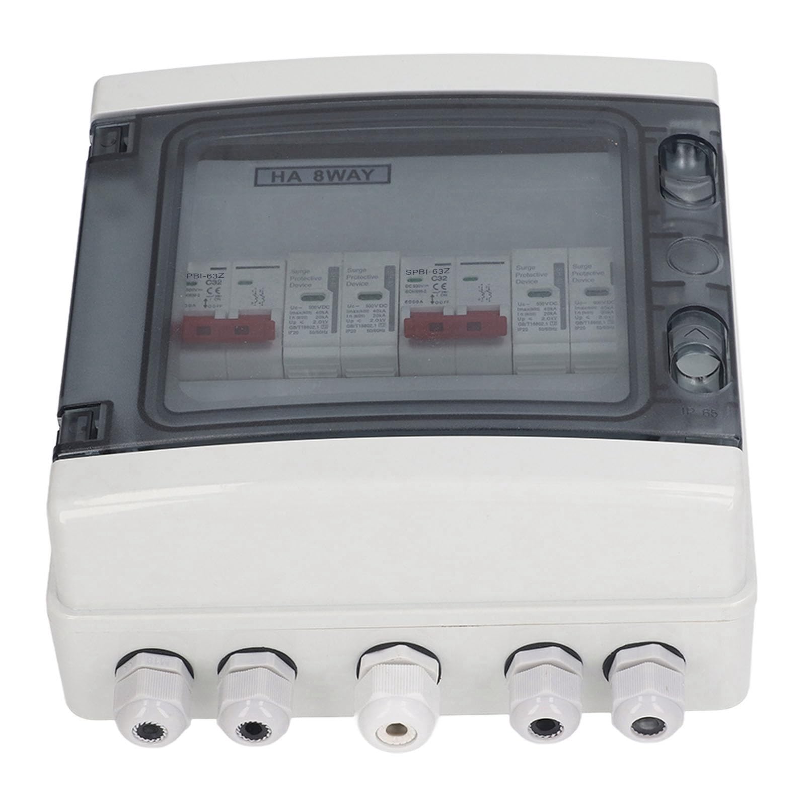 AUNMAS Sezionatore Solare DC500V Scatola Combinata Fotovoltaica 32A 2 in 2 Out IP65 Resistente All'acqua con Interruttore Automatico di Protezione da Sovratensione per di Griglia
