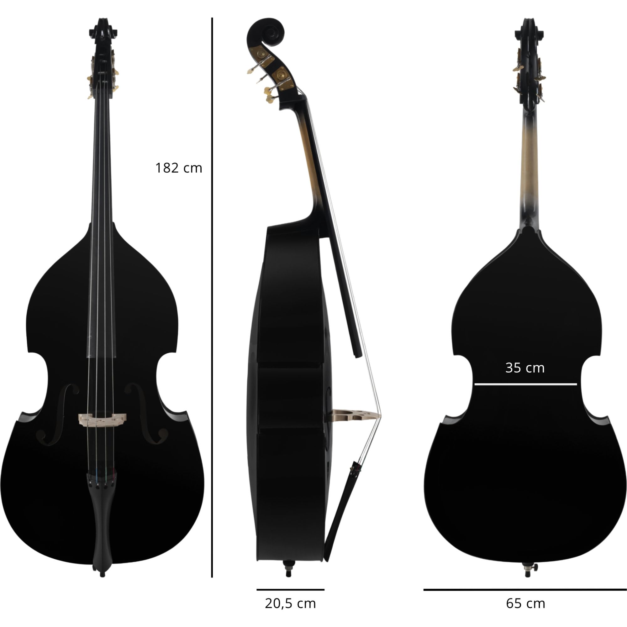 Classic Cantabile DBP-120BK 3/4 Contrabajo, Tapa de pícea laminada | Talla 3/4 (corresponde a la talla habitual para contrabajistas adultos), Fondo y aros de arce laminado, Mástil: arce, 6 kg
