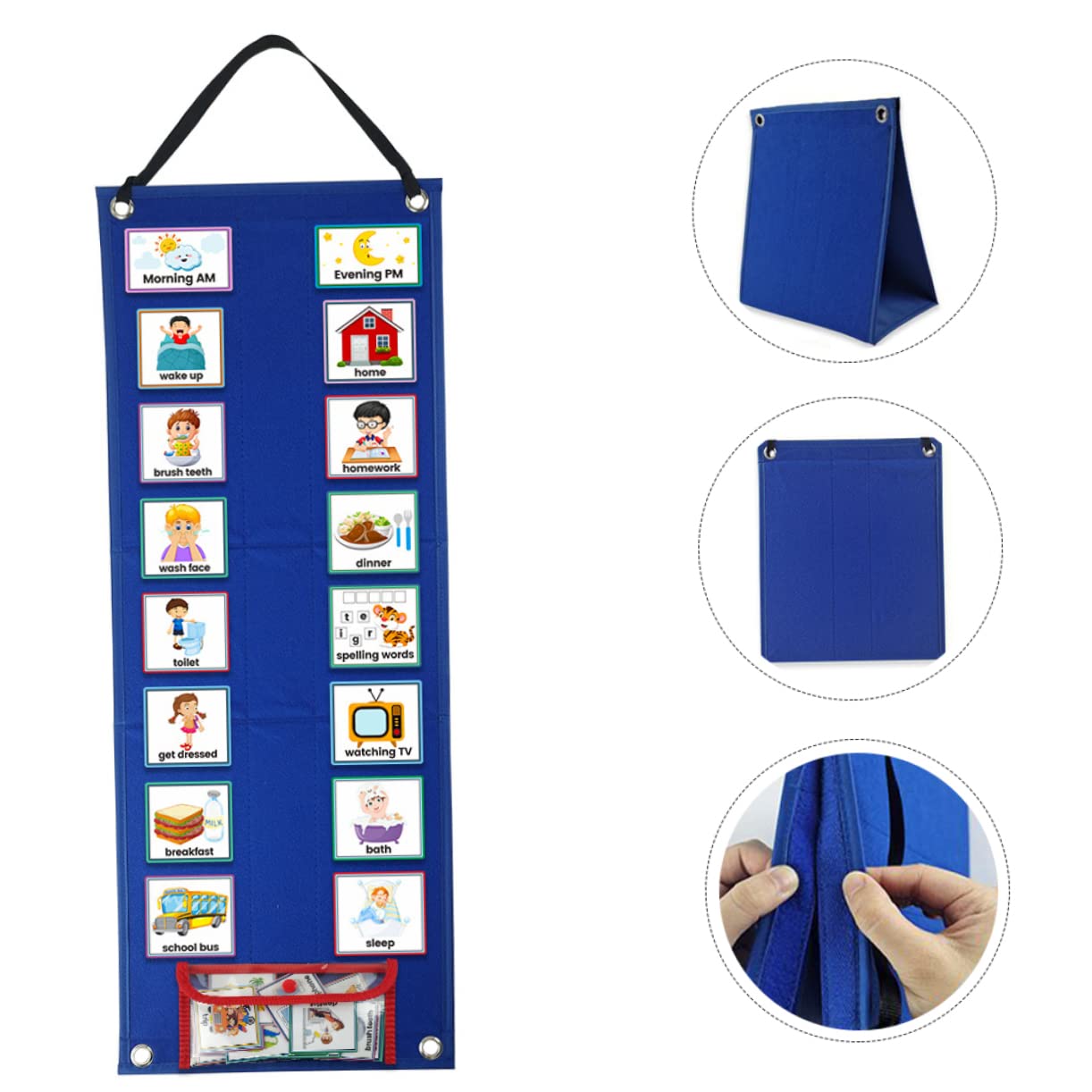 Tablero de Horarios Visual para Niños, Calendario Diario Azul