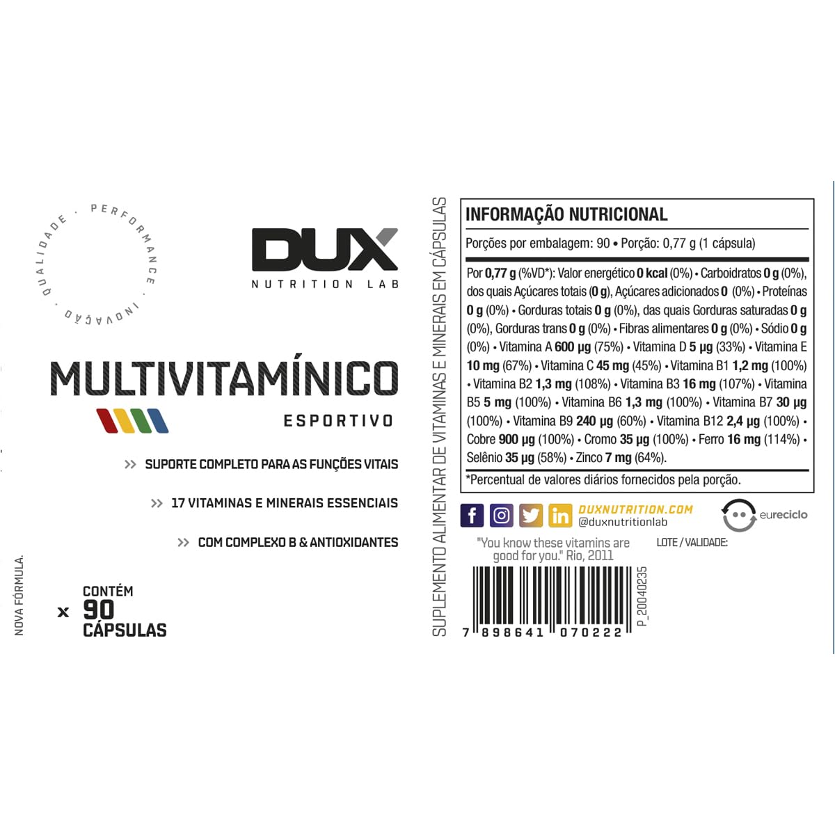 Kit 3 Multivitamínico Dux Esportivo Sem Sabor 90 Cápsulas em promoção! Veja a oferta e mais achadinhos de Vitaminas & Suplementos 4 Hoje é o melhor dia para comprar Kit 3 Multivitamínico Dux Esportivo Sem Sabor 90 Cápsulas com aquele preço maroto! Promoção! Aproveite a oferta! 4