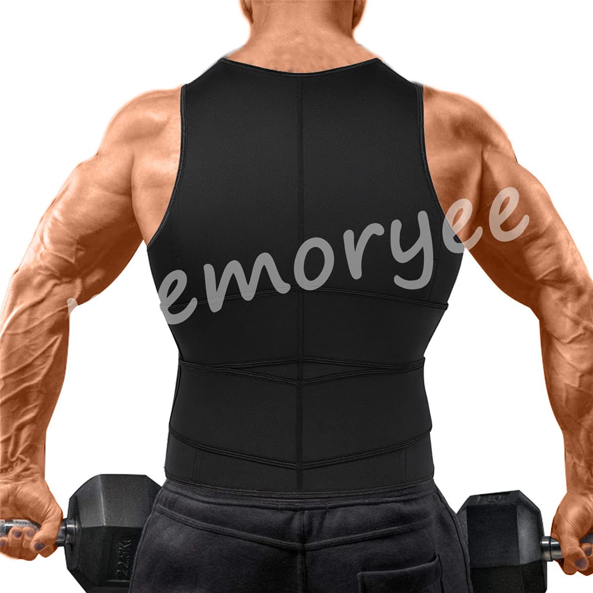 Memoryee Homme Sweat Gilet Néoprène Entraînement Chemise Corps Shaper Sauna Costume Taille Formateur Sport Fitness Fermeture Éclair Débardeur