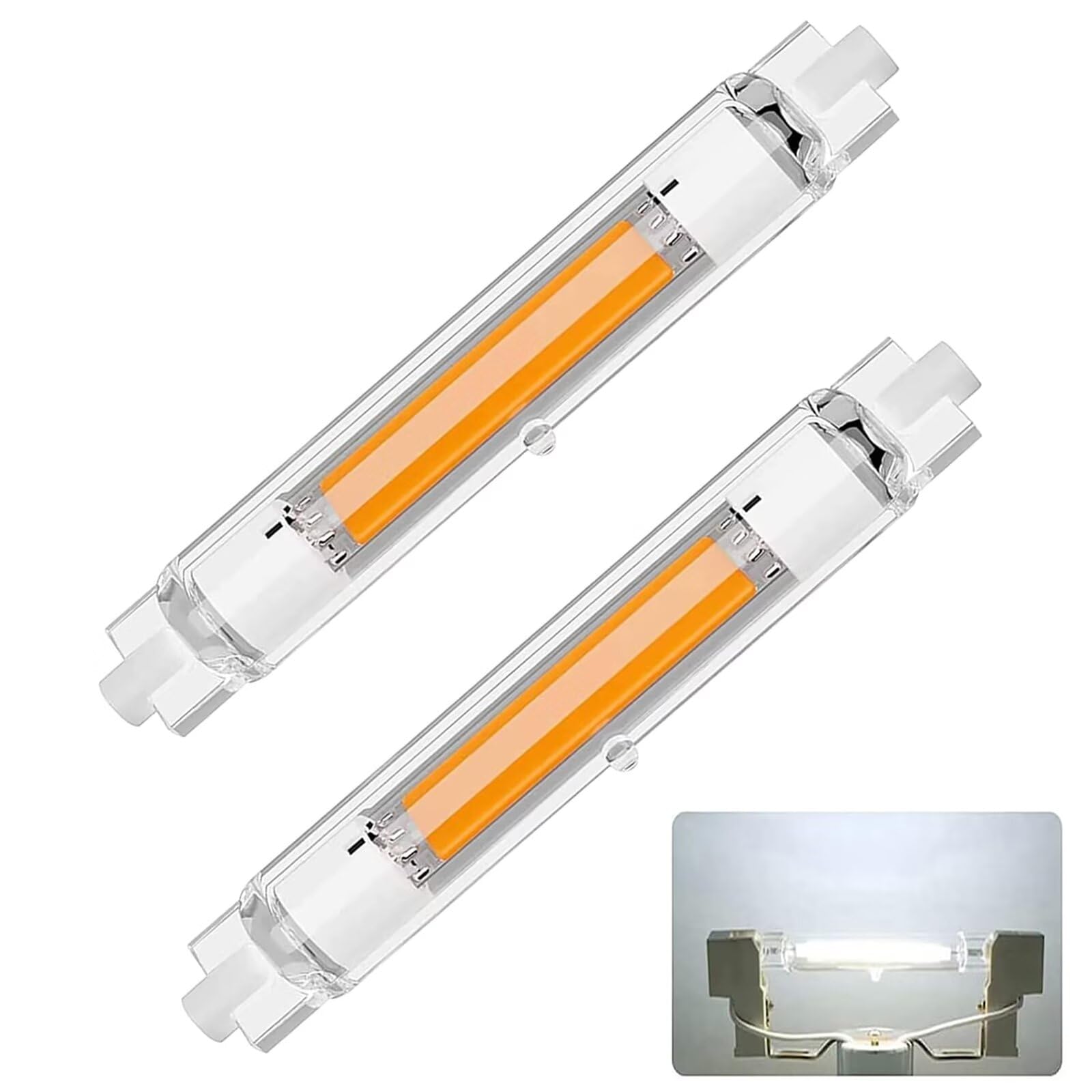 Dvnoua R7S LED Bulb 118mm 30W, R7S Bulb 118mm LED Dimmable Equivalent 300W R7S Halogen Bulbs, Cool White 6000K, 3000LM, Flicker-Free, 360° Light Angle, Energy Saving R7s Bulbs, 2 Pack