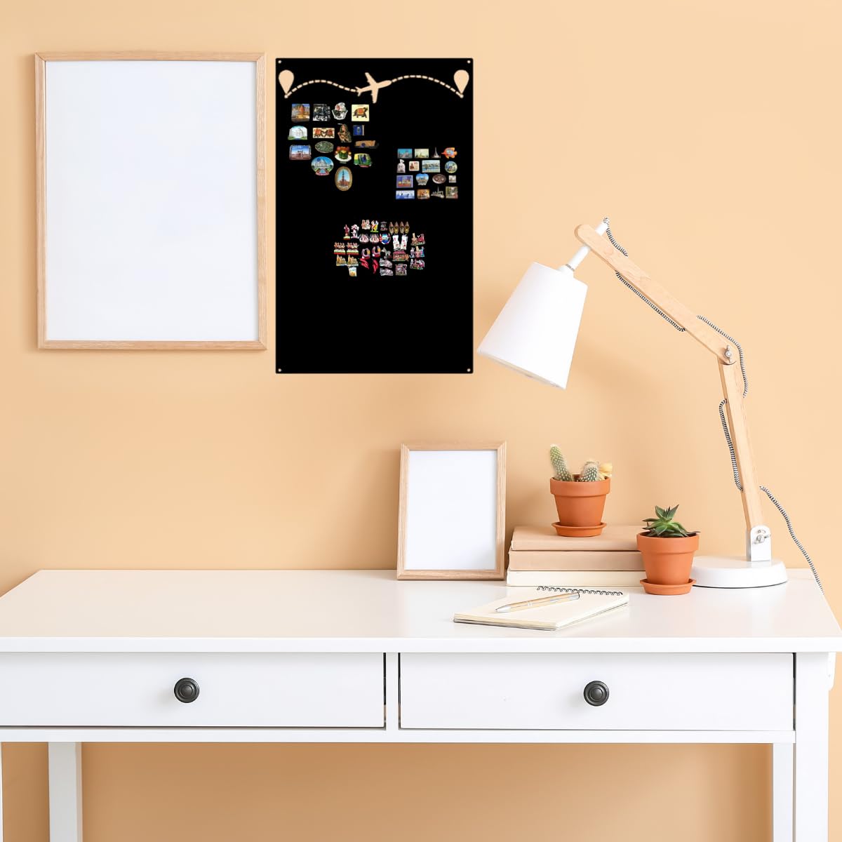 Tableau Magnétique - Tableau Effaçable en Acier - Idéal pour Aimants et Notes - Tableau Noir Magnétique Mural - Kit de Montage Inclus - 80x50 cm -