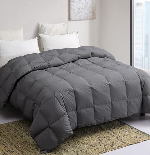 Acrafsman Summer Wight Comforter Queen Size, Extra Lightweight Duvet Insert for Summer,Noiseless&Extra Soft,Dark Grey,90x90 Inches