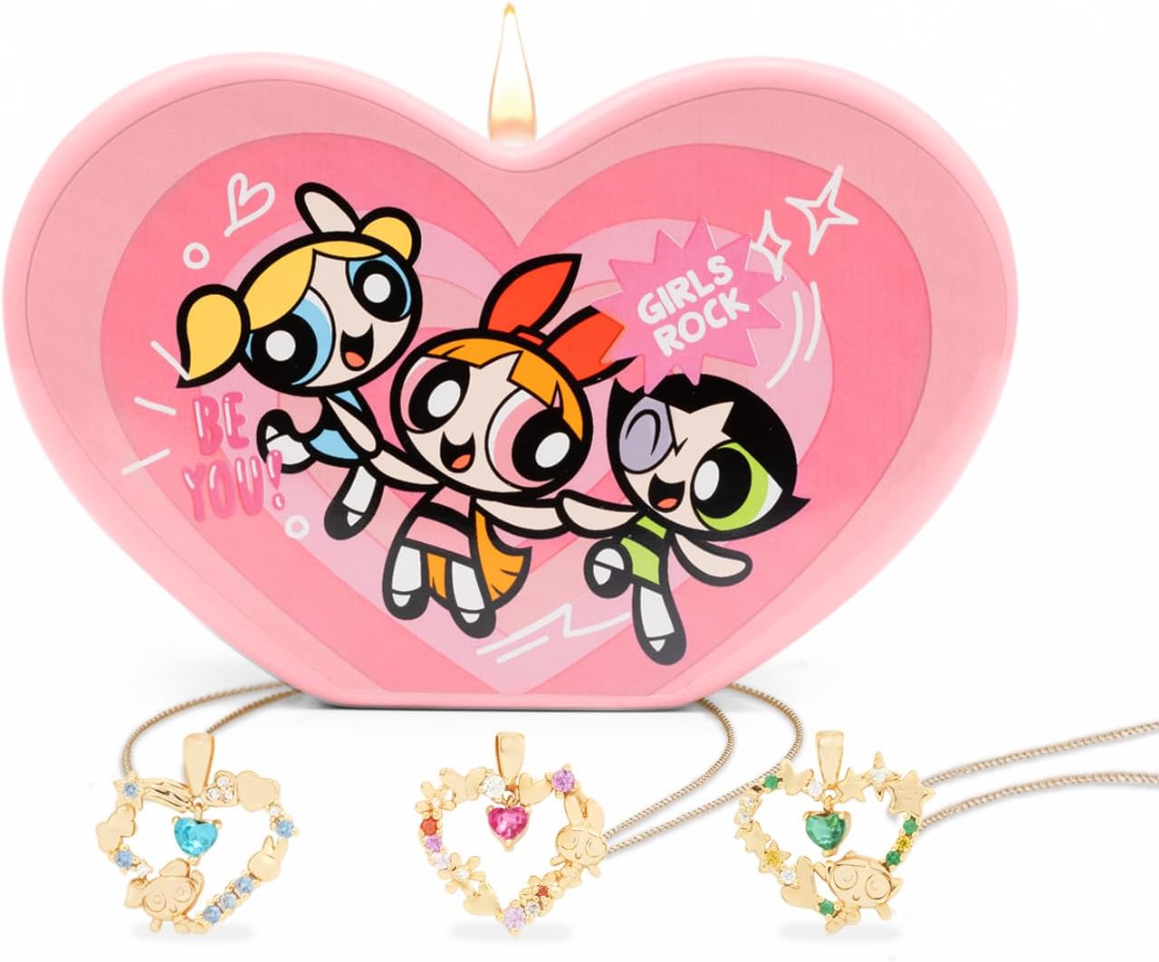 The Powerpuff Girls™ Heart Jar Candle | Candles for Women Valentines Mothers Day Birthday Gift for Girlfriend Mom Wife Friend Present for Sister Niece
