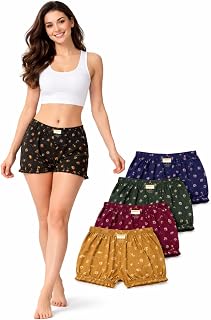 JUKONO Women Printed Bloomer Panties Innerwear | Cotton Brief Trunk Boyshorts Underpants | Comfortable Daily Use Pack of 5 Price In India